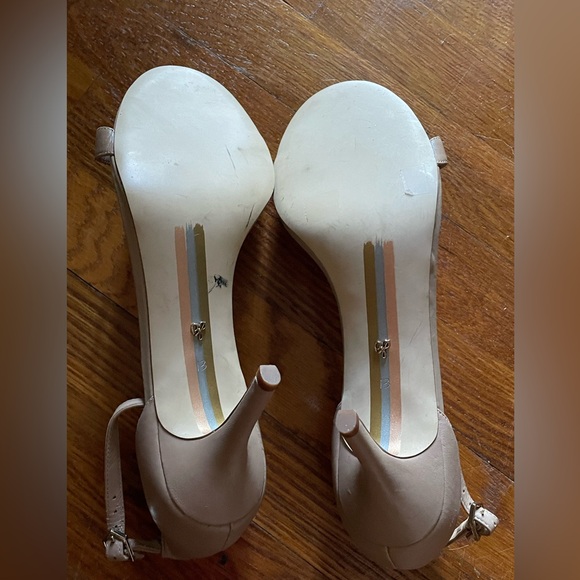 Sam Edelman Patti Heels Open Toe Nude Ivory Leather Shoes Size 13 - Picture 5 of 6